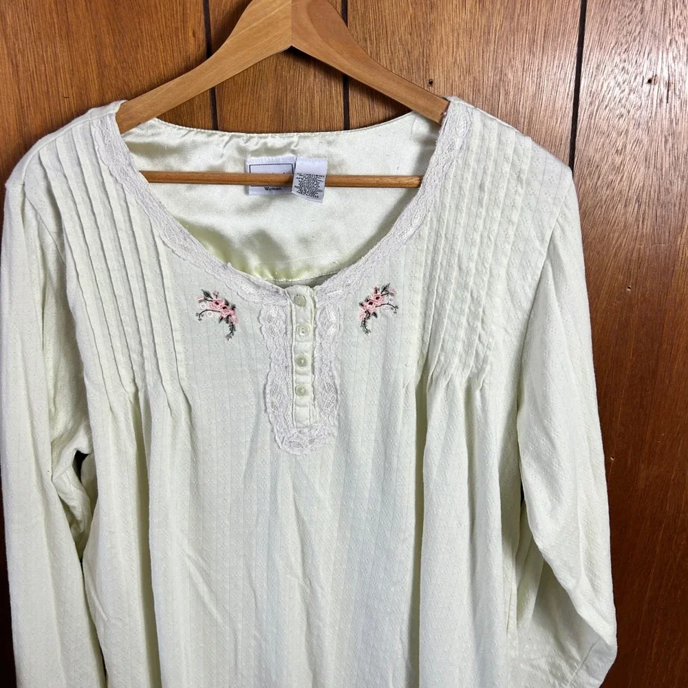Vintage Bobbie Brooks Womens Long Sleeve Nightgown Yellow Floral Cottagecore‎